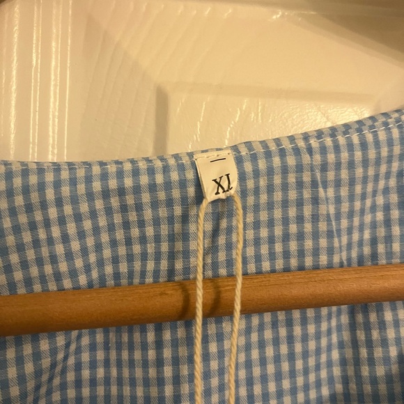 Blue Gingham Babydoll Dress with Ruffled Lapel Collar XL NWT - Picture 5 of 8